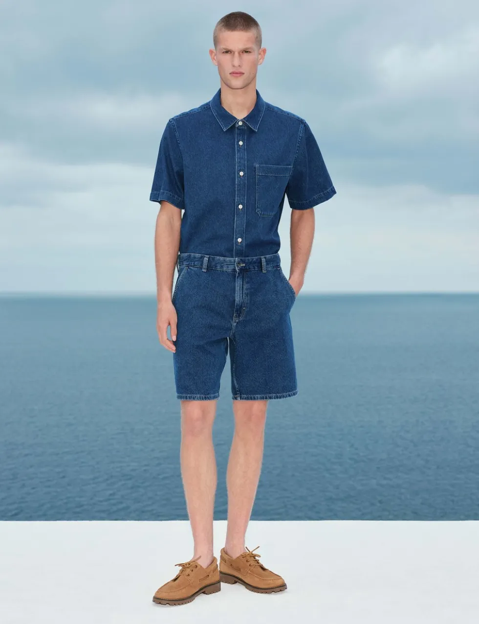 Pure Cotton Denim Short Sleeve Shirt