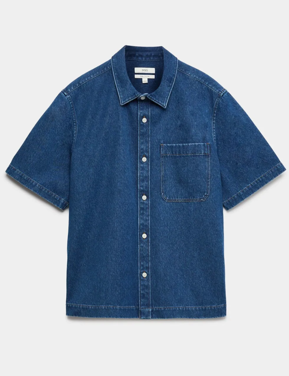 Pure Cotton Denim Short Sleeve Shirt