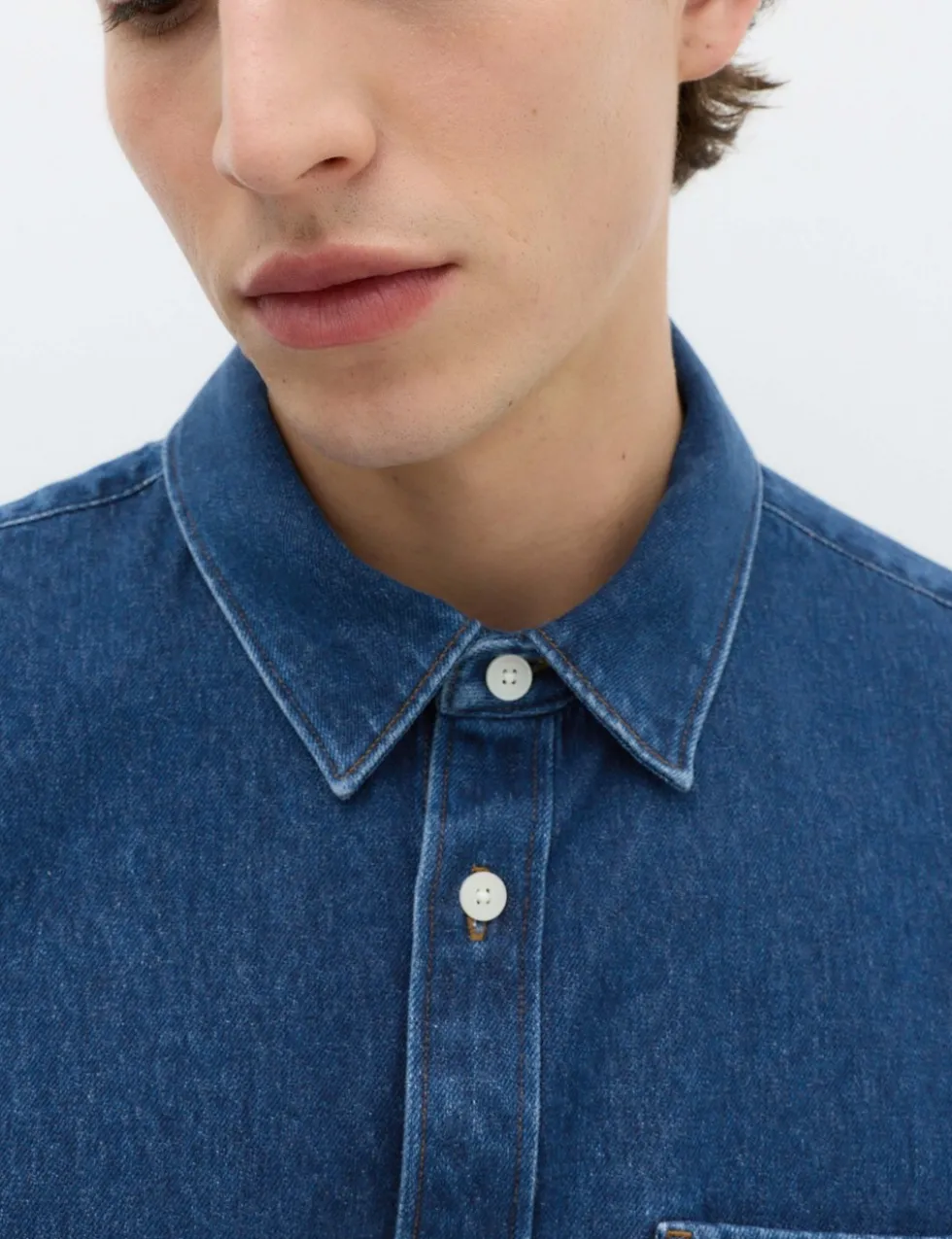 Pure Cotton Denim Short Sleeve Shirt