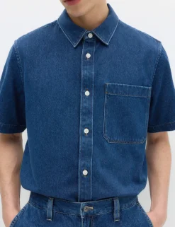 Pure Cotton Denim Short Sleeve Shirt