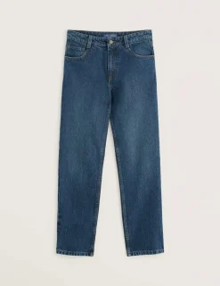 Pure Cotton Denim Straight Leg Jeans