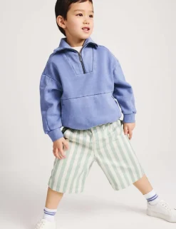 Pure Cotton Denim Striped Shorts (2-8 Yrs)