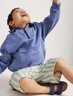 Pure Cotton Denim Striped Shorts (2-8 Yrs)