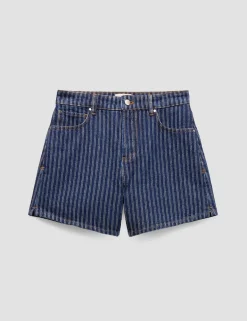 Pure Cotton Denim Striped Shorts