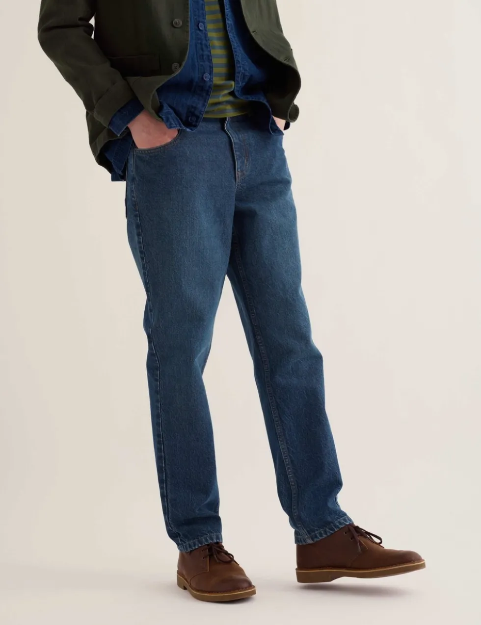 Pure Cotton Denim Tapered Fit Jeans