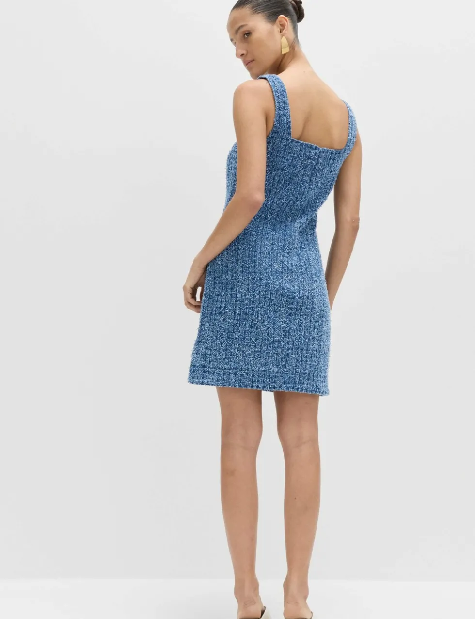 Pure Cotton Denim Tufted Mini Shift Dress