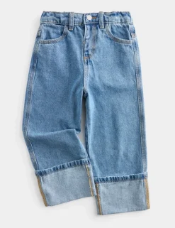 Pure Cotton Denim Turn Up Jeans (2-10 Yrs)