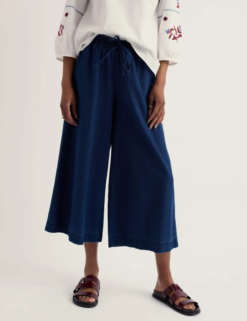 Pure Cotton Denim Wide Leg Culottes