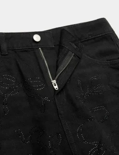 Pure Cotton Diamante Denim Skirt (6-16 Yrs)