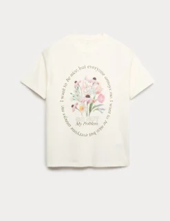 Pure Cotton Diamante Graphic T-Shirt (6-16 Yrs)