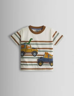 Pure Cotton Dino Truck Appliqué T-Shirt (6 Mths - 6 Yrs)