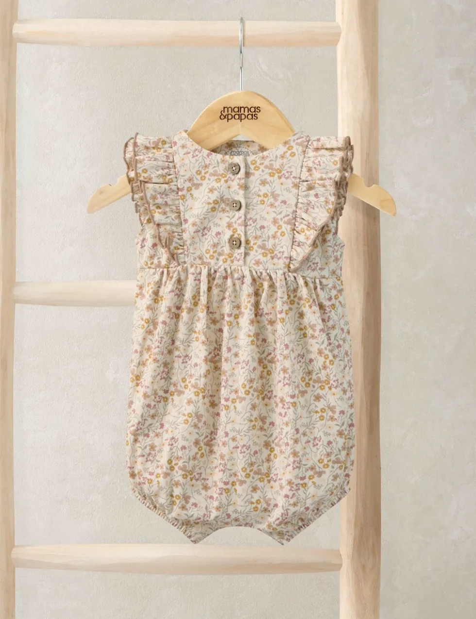 Pure Cotton Ditsy Print Shortie Romper (0-12 Mths)