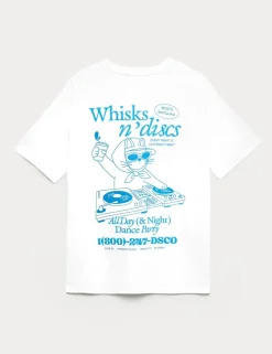 Pure Cotton DJ Cat Graphic T-Shirt (6-16 Yrs)