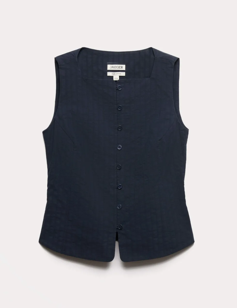 Pure Cotton Dobby Stripe Square Neck Waistcoat