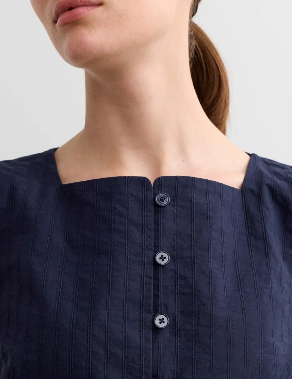 Pure Cotton Dobby Stripe Square Neck Waistcoat