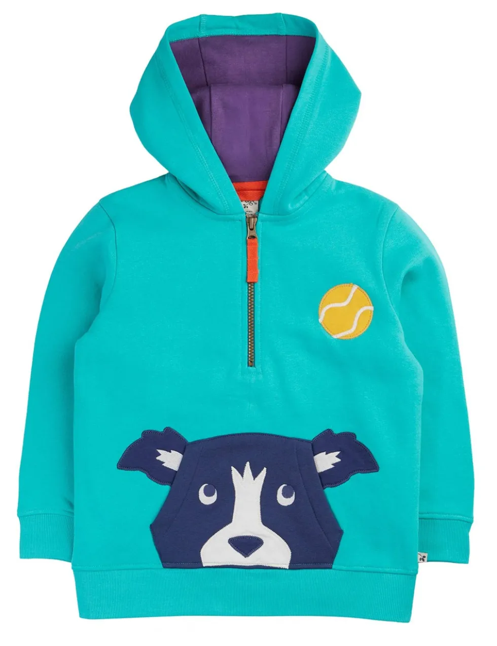 Pure Cotton Dog Applique Half Zip Hoodie (1-10 Yrs)