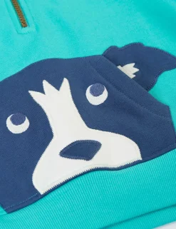 Pure Cotton Dog Applique Half Zip Hoodie (1-10 Yrs)