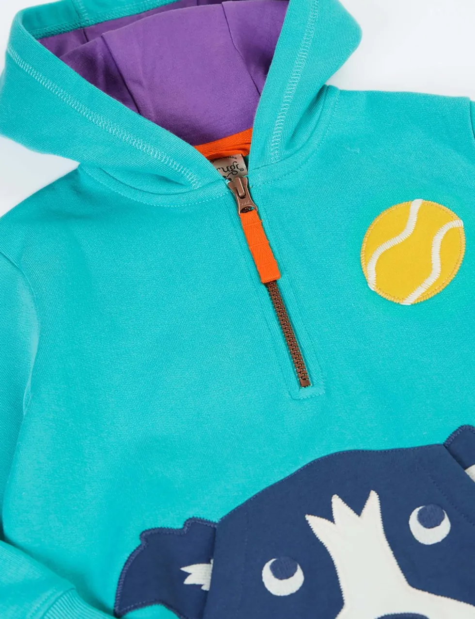 Pure Cotton Dog Applique Half Zip Hoodie (1-10 Yrs)