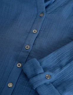 Pure Cotton Double Cloth Collared Shirt