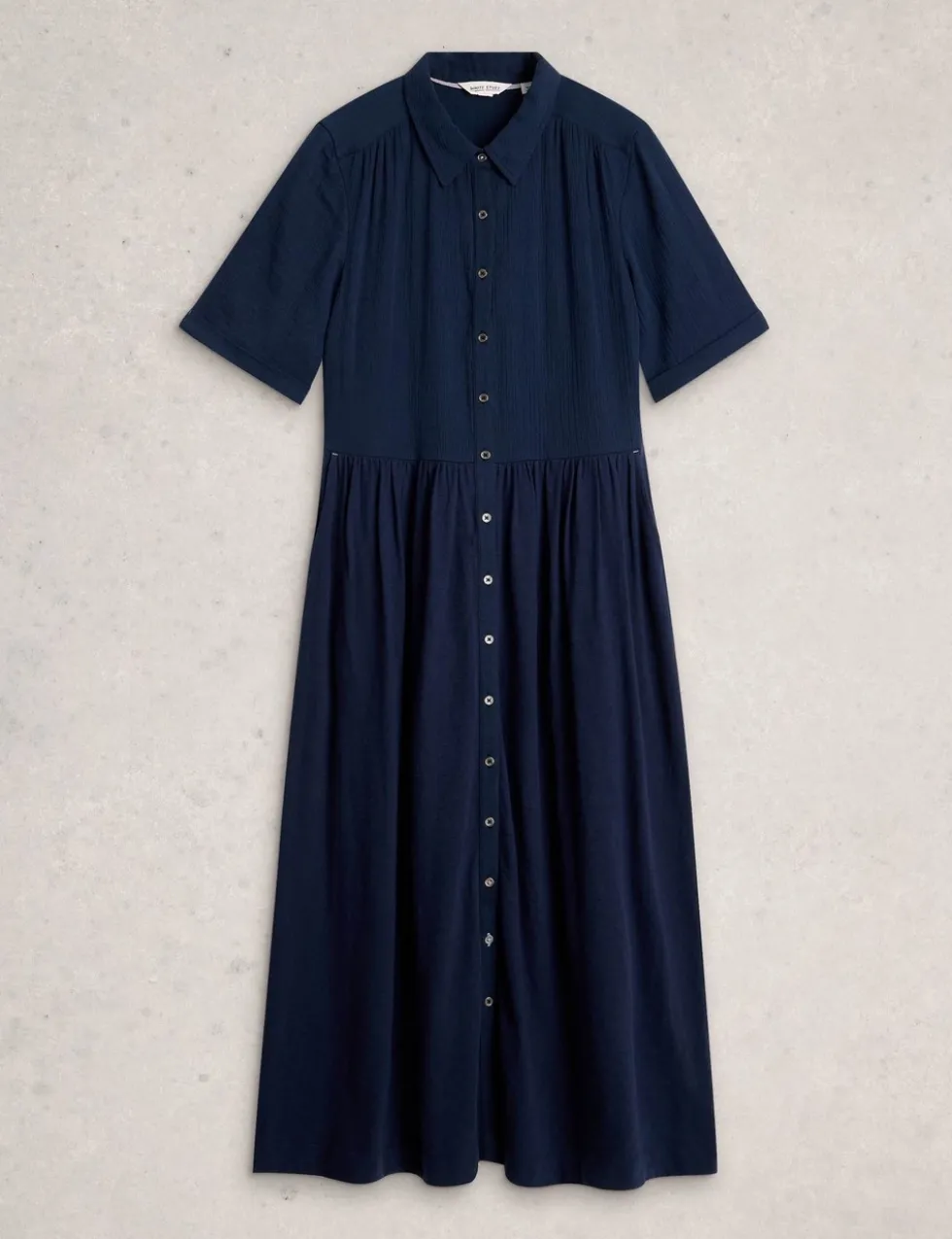 Pure Cotton Double Cloth Midi Shirt Dress