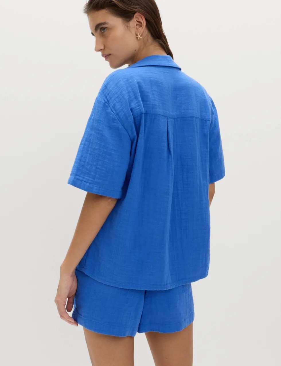 Pure Cotton Double Cloth Short Sleeve Beach Shirt
