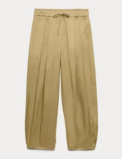 Pure Cotton Drawstring Barrel Trousers