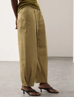 Pure Cotton Drawstring Barrel Trousers