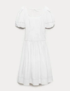 Pure Cotton Drop Waist Midi Waisted Dress