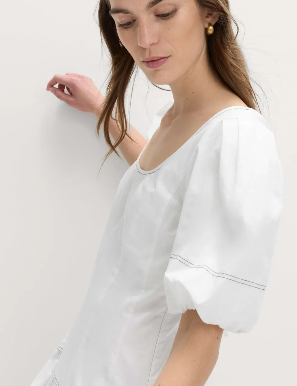 Pure Cotton Drop Waist Midi Waisted Dress