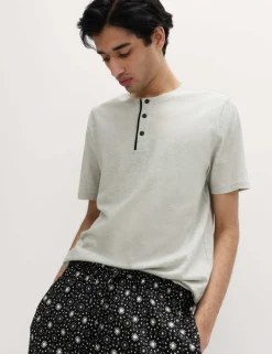 Pure Cotton Eid Printed Henley Pyjama Set
