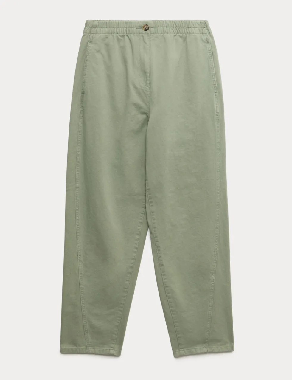 Pure Cotton Elasticated Waist Carrot Leg Trousers