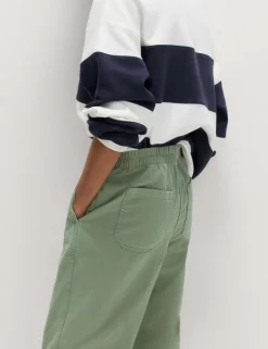 Pure Cotton Elasticated Waist Carrot Leg Trousers