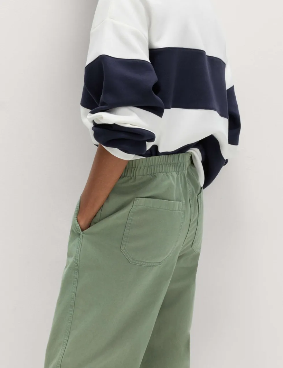 Pure Cotton Elasticated Waist Carrot Leg Trousers