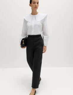 Pure Cotton Elasticated Waist Carrot Leg Trousers