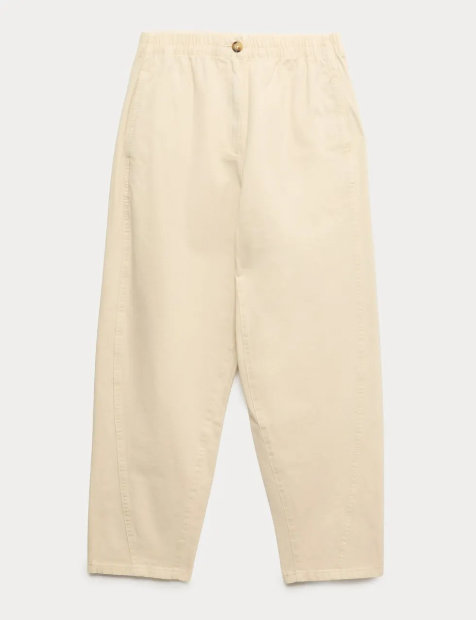 Pure Cotton Elasticated Waist Carrot Leg Trousers