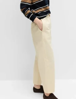 Pure Cotton Elasticated Waist Carrot Leg Trousers