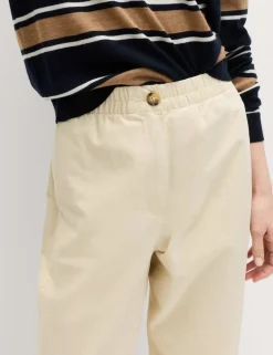 Pure Cotton Elasticated Waist Carrot Leg Trousers