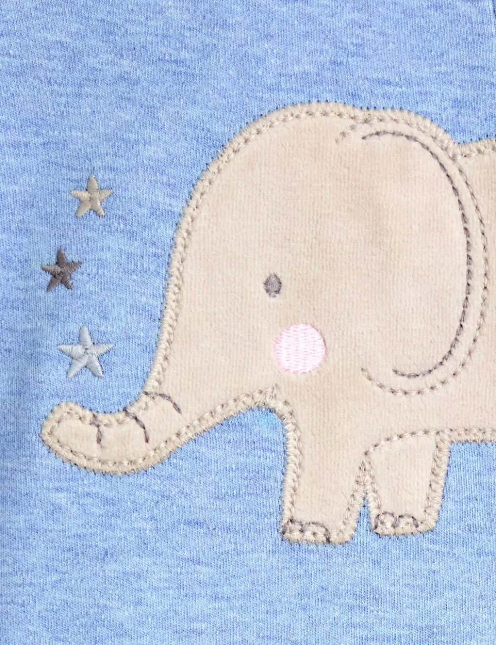 Pure Cotton Elephant Applique Zip Sleepsuit (7lbs-18 Mths)