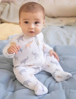 Pure Cotton Elephant Print Sleepsuit (0-18 Mths)