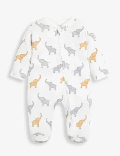 Pure Cotton Elephant Print Sleepsuit (0-18 Mths)