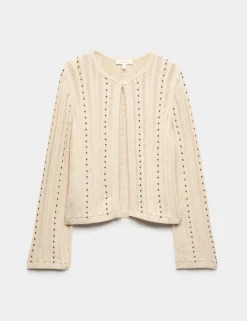 Pure Cotton Embellished Cardigan