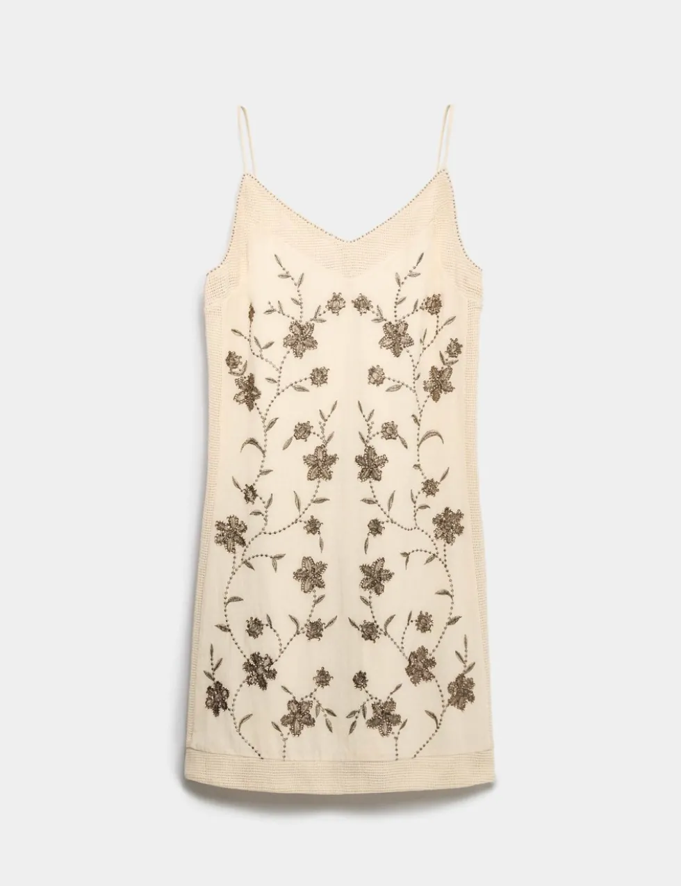 Pure Cotton Embellished V-Neck Mini Cami Dress