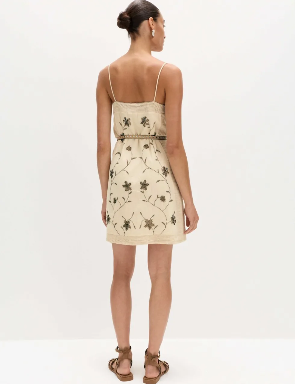 Pure Cotton Embellished V-Neck Mini Cami Dress