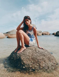 Pure Cotton Embroidered Beach Vest Top