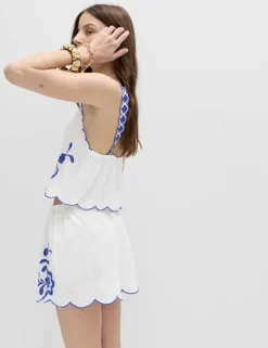Pure Cotton Embroidered Beach Vest Top