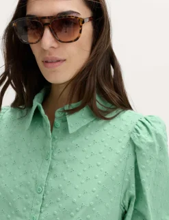 Pure Cotton Embroidered Button Through Shirt