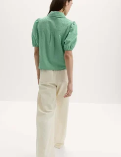 Pure Cotton Embroidered Button Through Shirt