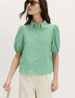 Pure Cotton Embroidered Button Through Shirt