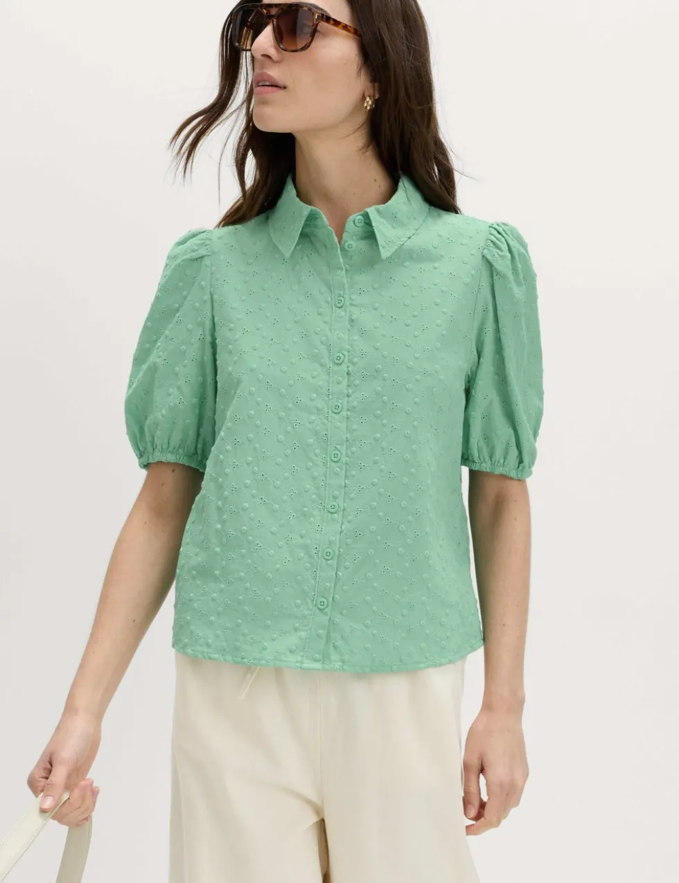 Pure Cotton Embroidered Button Through Shirt