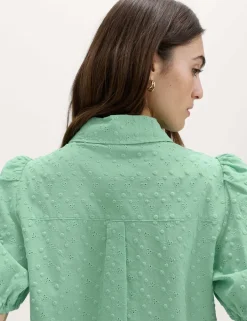 Pure Cotton Embroidered Button Through Shirt